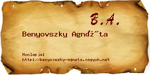 Benyovszky Agnéta névjegykártya